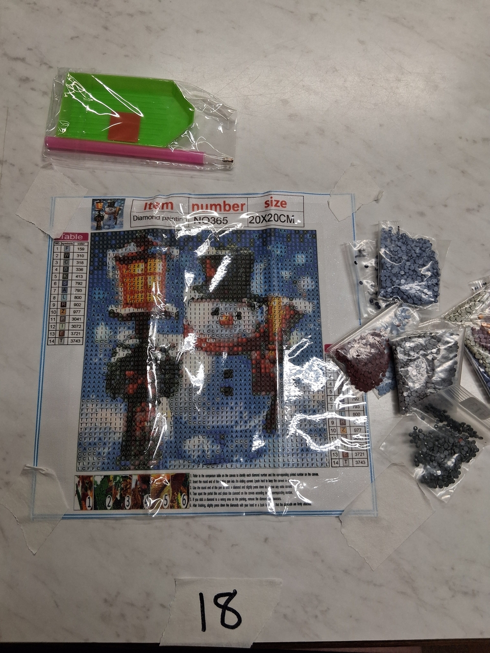 Snowman Diamond Painting Kit - Blue, White, Red